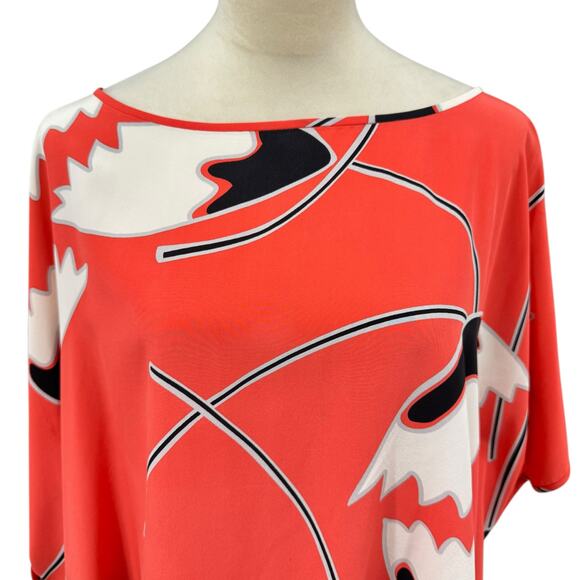 Diane von Furstenberg Floral Boat Neck Flowy Silk Tunic Top - Picture 4 of 14